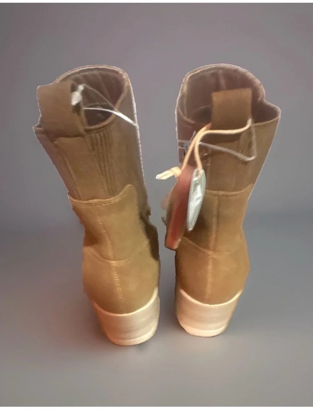 MIA Brown Suede Chelsea Block Heel Booties Sz 9